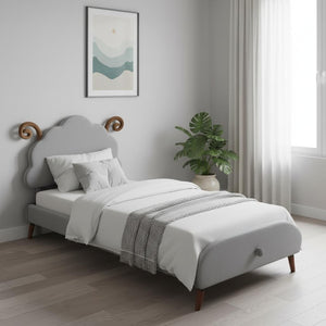 HomeRoots Gray Tufted Upholstered Twin Bed Frame – Elegant Design, Sturdy Support, Perfect for Small Spaces! 590463