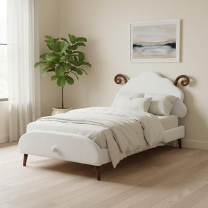 HomeRoots White Tufted Upholstered Twin Bed Frame - Modern, Stylish Design for Cozy Sleep & Enhanced Support 590464