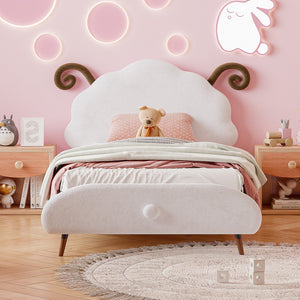 HomeRoots White Tufted Upholstered Twin Bed Frame - Modern, Stylish Design for Cozy Sleep & Enhanced Support 590464