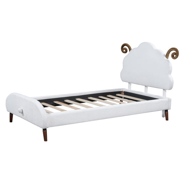 HomeRoots White Tufted Upholstered Twin Bed Frame - Modern, Stylish Design for Cozy Sleep & Enhanced Support 590464
