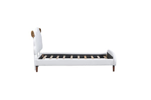 HomeRoots White Tufted Upholstered Twin Bed Frame - Modern, Stylish Design for Cozy Sleep & Enhanced Support 590464