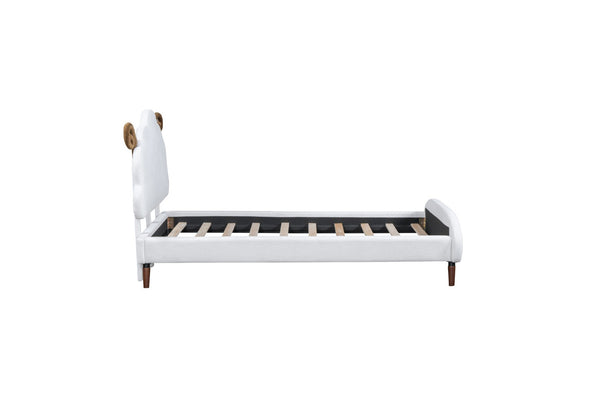HomeRoots White Tufted Upholstered Twin Bed Frame - Modern, Stylish Design for Cozy Sleep & Enhanced Support 590464