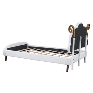 HomeRoots White Tufted Upholstered Twin Bed Frame - Modern, Stylish Design for Cozy Sleep & Enhanced Support 590464