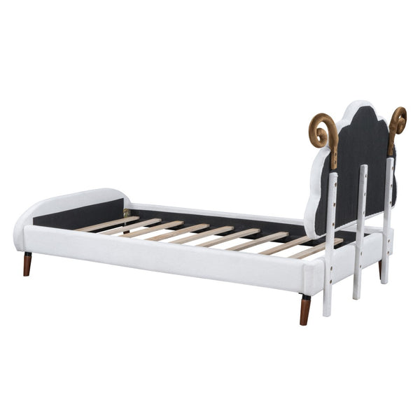 HomeRoots White Tufted Upholstered Twin Bed Frame - Modern, Stylish Design for Cozy Sleep & Enhanced Support 590464