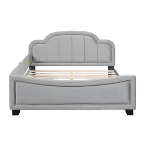 HomeRoots Gray Tufted Upholstered Full Bed Frame - Stylish, Comfortable Sleep Solution with Sturdy Support! 590465