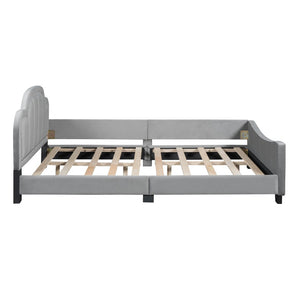 HomeRoots Gray Tufted Upholstered Full Bed Frame - Stylish, Comfortable Sleep Solution with Sturdy Support! 590465