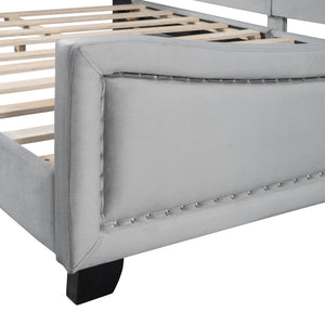 HomeRoots Gray Tufted Upholstered Full Bed Frame - Stylish, Comfortable Sleep Solution with Sturdy Support! 590465