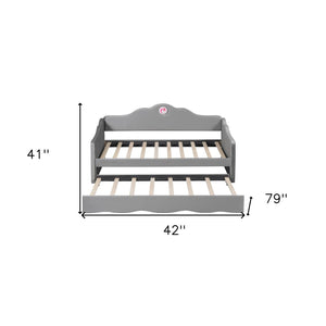 HomeRoots Gray Tufted Upholstered Twin Bed Frame with Trundle - Modern, Space-Saving Design for Comfort & Style 590468