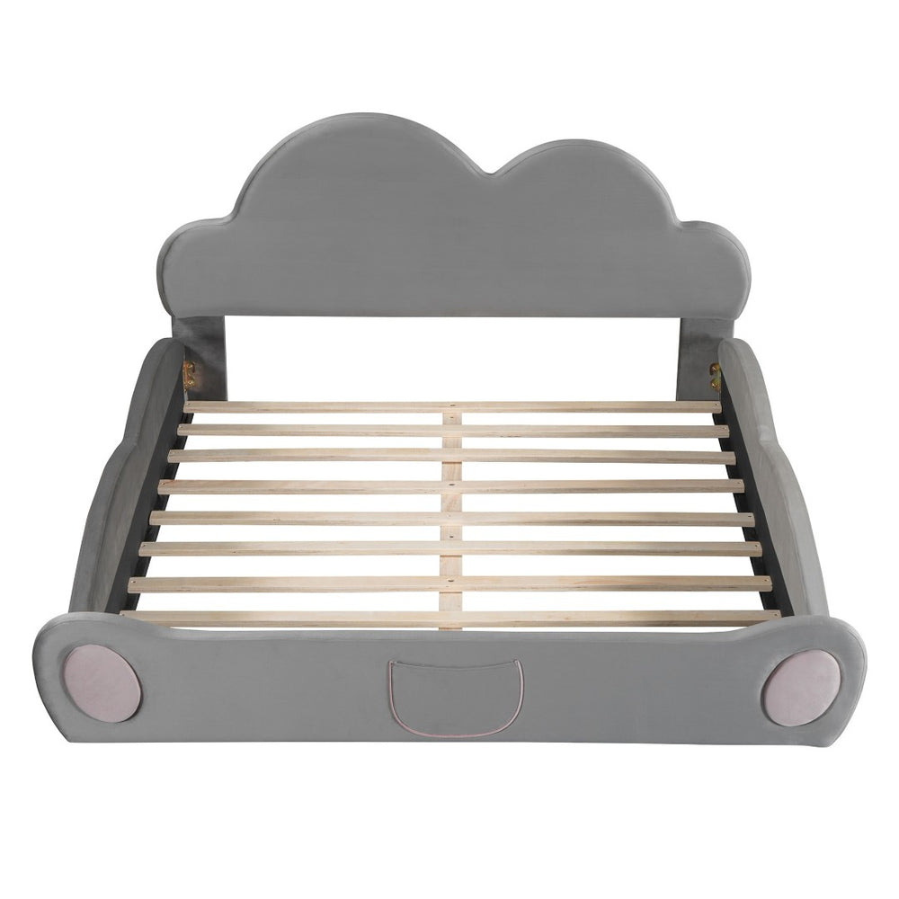 HomeRoots Gray Tufted Upholstered Twin Bed Frame - Modern Design with Comfortable Support for Cozy Bedrooms 590471