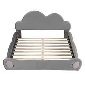 HomeRoots Gray Tufted Upholstered Twin Bed Frame - Modern Design with Comfortable Support for Cozy Bedrooms 590471