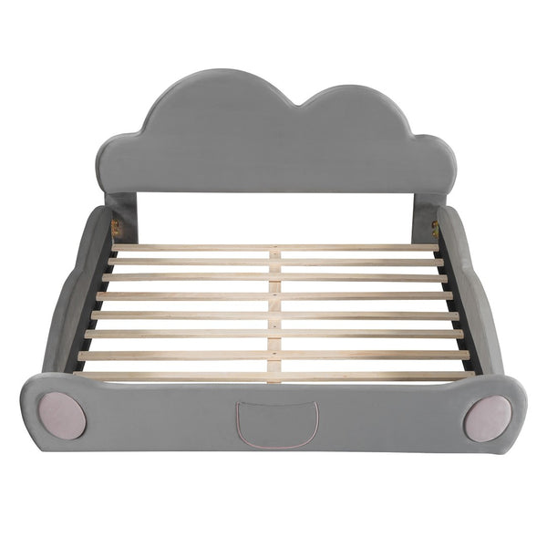HomeRoots Gray Tufted Upholstered Twin Bed Frame - Modern Design with Comfortable Support for Cozy Bedrooms 590471