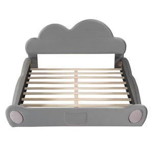 HomeRoots Gray Tufted Upholstered Twin Bed Frame - Modern Design with Comfortable Support for Cozy Bedrooms 590471