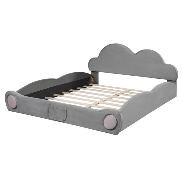 HomeRoots Gray Tufted Upholstered Twin Bed Frame - Modern Design with Comfortable Support for Cozy Bedrooms 590471