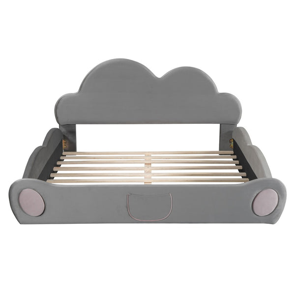 HomeRoots Gray Tufted Upholstered Twin Bed Frame - Modern Design with Comfortable Support for Cozy Bedrooms 590471