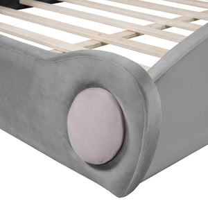 HomeRoots Gray Tufted Upholstered Twin Bed Frame - Modern Design with Comfortable Support for Cozy Bedrooms 590471
