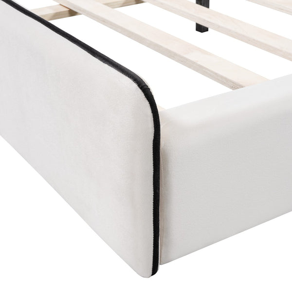 HomeRoots Beige Tufted Upholstered Twin Bed Frame - Elegant Comfort, Sturdy Design, No Box Spring Needed! 590472