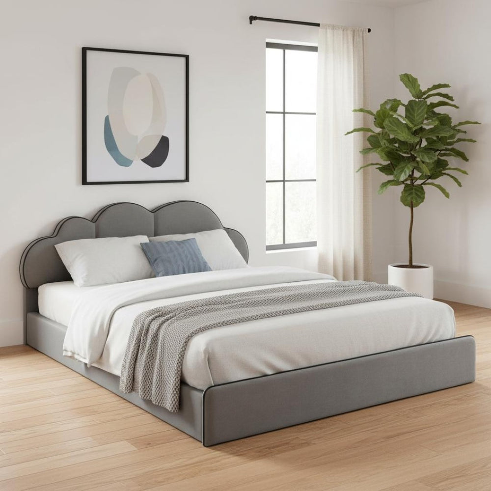 HomeRoots Gray Tufted Upholstered Twin Bed Frame for Stylish Comfort, Durable Support, and Restful Sleep 590473