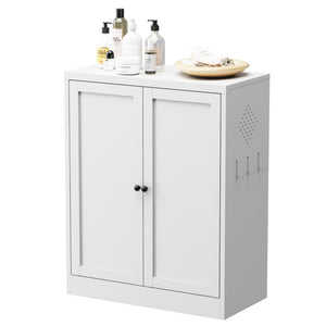 English Elm 34.6" White Metal Pantry Cabinet with Adjustable Shelves, Space-Saving Freestanding Kitchen Organizer for Apartments T2398P350191