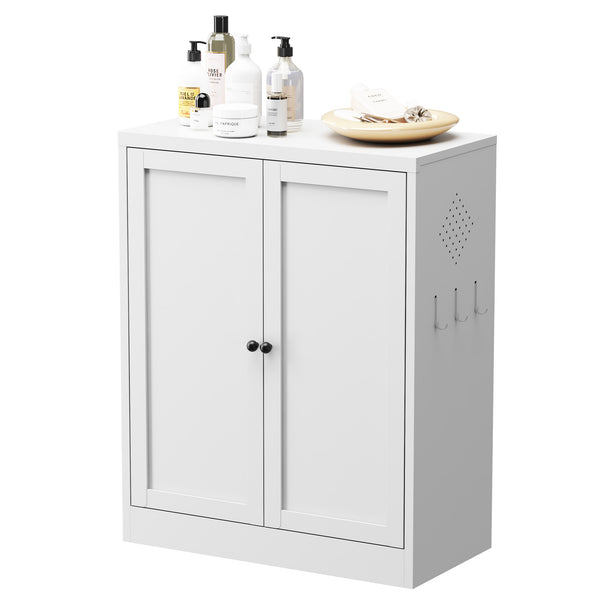 English Elm 34.6" White Metal Pantry Cabinet with Adjustable Shelves, Space-Saving Freestanding Kitchen Organizer for Apartments T2398P350191