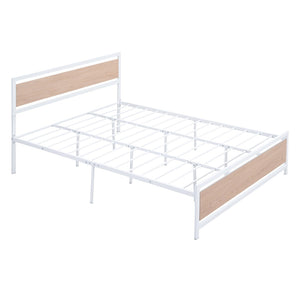 HomeRoots White Metal Queen Bed Frame - Elegant Design, Sturdy Construction, Low-Profile Aesthetic, Easy Assembly 590495