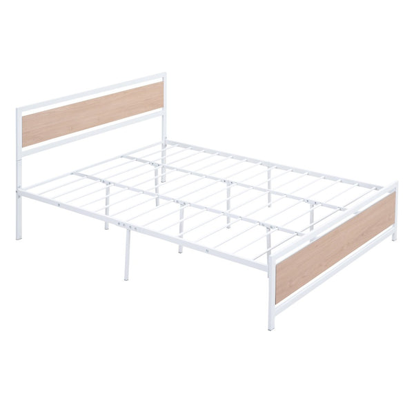 HomeRoots White Metal Queen Bed Frame - Elegant Design, Sturdy Construction, Low-Profile Aesthetic, Easy Assembly 590495