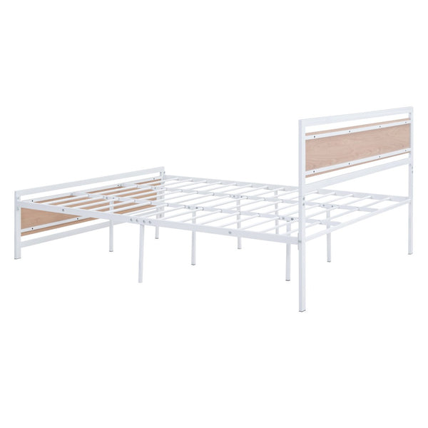 HomeRoots White Metal Queen Bed Frame - Elegant Design, Sturdy Construction, Low-Profile Aesthetic, Easy Assembly 590495