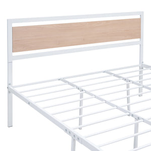 HomeRoots White Metal Queen Bed Frame - Elegant Design, Sturdy Construction, Low-Profile Aesthetic, Easy Assembly 590495