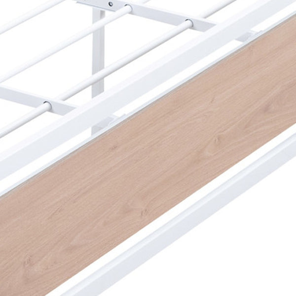 HomeRoots White Metal Queen Bed Frame - Elegant Design, Sturdy Construction, Low-Profile Aesthetic, Easy Assembly 590495
