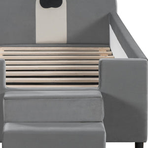 HomeRoots Gray Tufted Upholstered Twin Day Bed - Chic Seating & Sleeping Solution for Guest Rooms & Living Spaces 590497