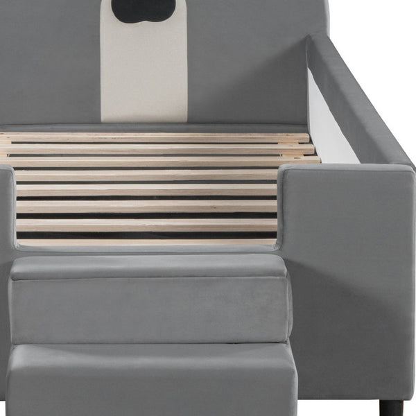 HomeRoots Gray Tufted Upholstered Twin Day Bed - Chic Seating & Sleeping Solution for Guest Rooms & Living Spaces 590497