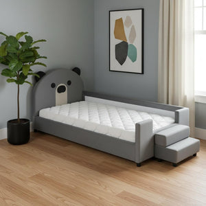 HomeRoots Gray Tufted Upholstered Twin Day Bed - Chic Seating & Sleeping Solution for Guest Rooms & Living Spaces 590497