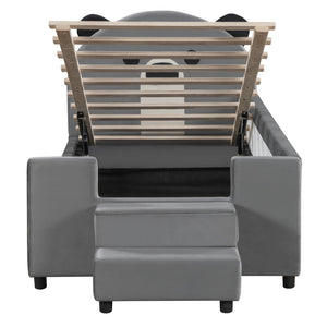 HomeRoots Gray Tufted Upholstered Twin Day Bed - Chic Seating & Sleeping Solution for Guest Rooms & Living Spaces 590497