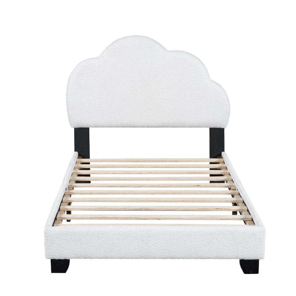 HomeRoots White Tufted Upholstered Twin Bed Frame - Stylish, Durable & Comfortable Platform Design for Any Room 590498