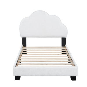 HomeRoots White Tufted Upholstered Twin Bed Frame - Stylish, Durable & Comfortable Platform Design for Any Room 590498