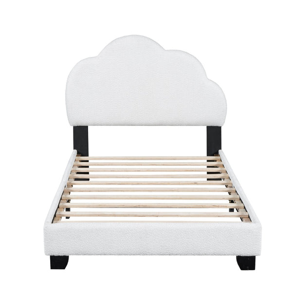 HomeRoots White Tufted Upholstered Twin Bed Frame - Stylish, Durable & Comfortable Platform Design for Any Room 590498