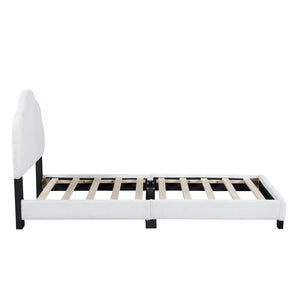 HomeRoots White Tufted Upholstered Twin Bed Frame - Stylish, Durable & Comfortable Platform Design for Any Room 590498