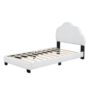 HomeRoots White Tufted Upholstered Twin Bed Frame - Stylish, Durable & Comfortable Platform Design for Any Room 590498