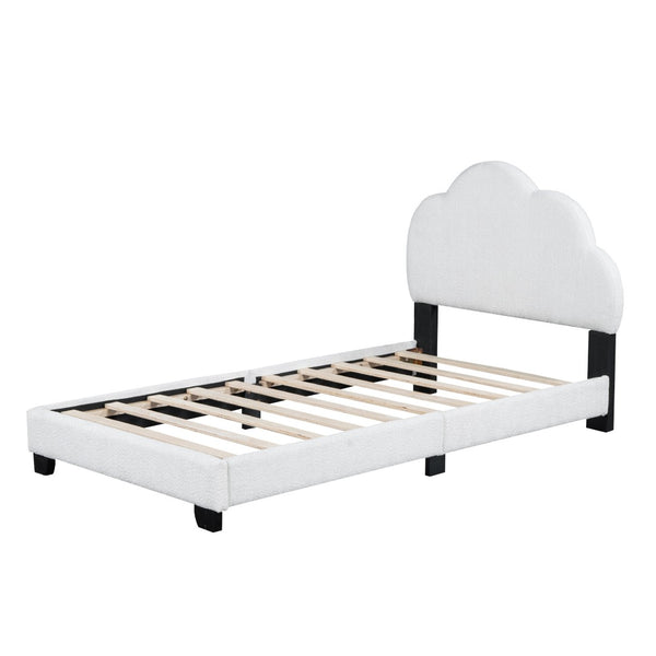 HomeRoots White Tufted Upholstered Twin Bed Frame - Stylish, Durable & Comfortable Platform Design for Any Room 590498