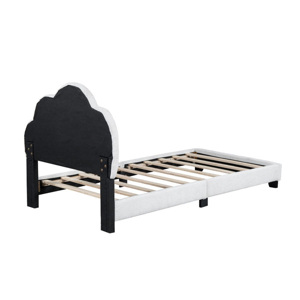 HomeRoots White Tufted Upholstered Twin Bed Frame - Stylish, Durable & Comfortable Platform Design for Any Room 590498
