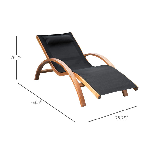 English Elm Outsunny Outdoor Chaise Lounge Chair With Adjustable Pillow, Ergonomic Design, And Weather-Resistant Frame W2225P174389-GIGA