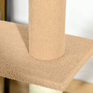 English Elm Tall Floor to Ceiling Cat Tree with Grey Flannel Platforms and Tension Rod Design T3971P437649