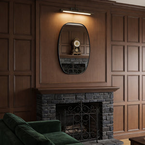 English Elm 24x36 Matte Metal Framed Oval Wall Mirror with Hd Glass for Bath or Entryway Black W2203P474694