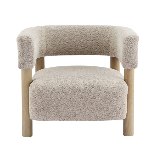 English Elm Christopher Knight Home® - Boucle Plush Bouclé Accent Chair with Rubber Wood Frame, Spring Bag Cushion for Cozy Support Natural Wood,Wheat 30.75 L x 28.9 W x 19.25 H N776P268327L