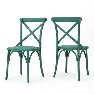 English Elm Christopher Knight Home® - DANISH Green Dining Chair Set of 2 – Durable Nylon Plastic Outdoor Patio Seats, Stylish Garden Flair 59050.00GRN