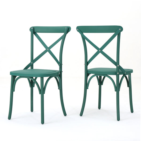 English Elm Christopher Knight Home® - DANISH Green Dining Chair Set of 2 – Durable Nylon Plastic Outdoor Patio Seats, Stylish Garden Flair 59050.00GRN