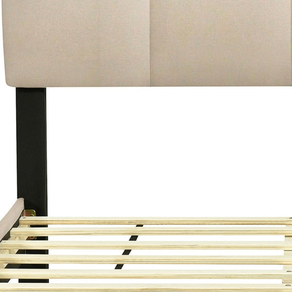 HomeRoots Beige Tufted Upholstered Full Bed Frame with USB Charging – Elegant, Stylish, and Practical Design! 590506