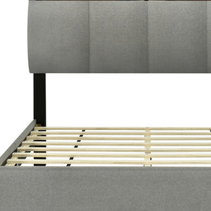 HomeRoots Gray Tufted Upholstered Full Bed Frame with USB Port - Modern Design, Cozy Comfort, and Style! 590507