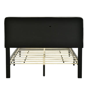 HomeRoots Gray Tufted Upholstered Full Bed Frame with USB Port - Modern Design, Cozy Comfort, and Style! 590507