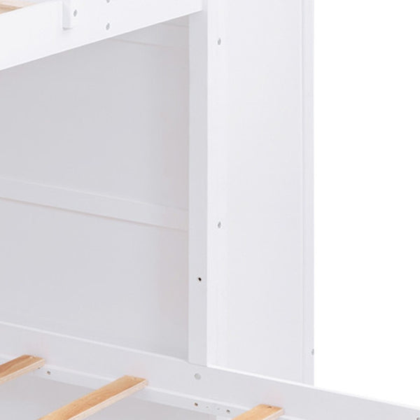HomeRoots White Full Over Two Twins Bunk Bed with Built-In Storage – Stylish, Durable, and Space-Saving Design! 590510