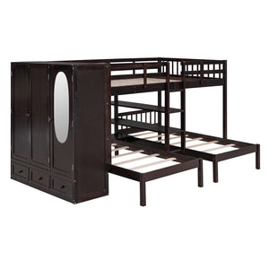 HomeRoots Espresso Full Over Two Twin Bunk Bed with Storage Solutions for Kids' Rooms – Space-Saving Design! 590511